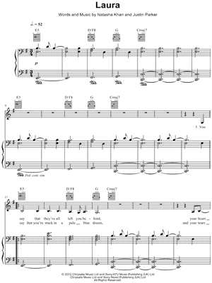 Laura Sheet Music by Bat For Lashes - Piano/Vocal/Guitar, Singer Pro