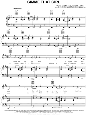 Gimmie That Girl Sheet Music by Joe Nichols - Piano/Vocal/Guitar