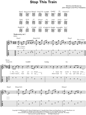 Stop This Train Sheet Music by John Mayer - Easy Guitar TAB