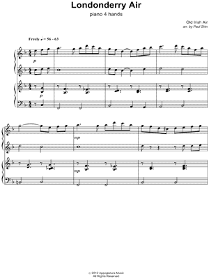 Londonderry Air Sheet Music by Traditional Irish Air - 1 Piano 4-Hands