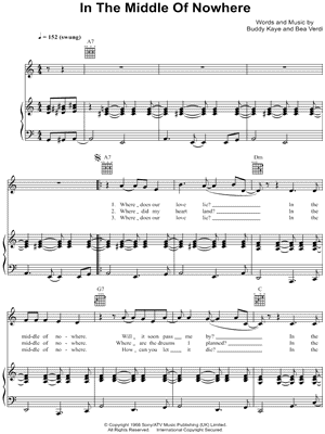 In the Middle of Nowhere Sheet Music by Dusty Springfield - Piano/Vocal/Guitar, Singer Pro