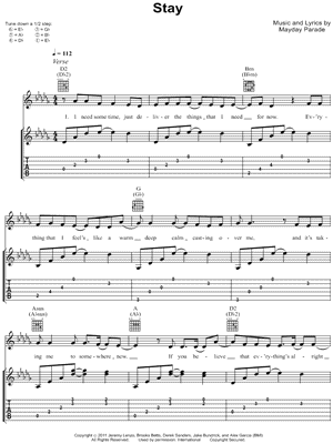 mayday parade sheet music to download and print world center of stay mayday parade sheet music