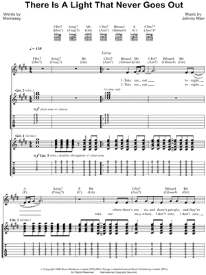 There Is a Light That Never Goes Out Sheet Music by The Smiths - Guitar TAB Transcription