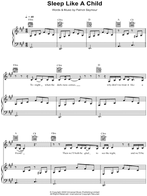 Sleep Like a Child Sheet Music by Joss Stone - Piano/Vocal/Guitar, Singer Pro