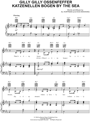 Gilly Gilly Ossenfeffer Katzenellen Bogen By the Sea Sheet Music by The Four Lads - Piano/Vocal/Guitar