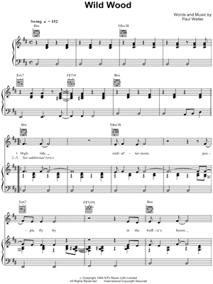 Wild Wood Sheet Music by Paul Weller - Piano/Vocal/Guitar