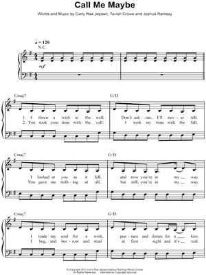 Call Me Maybe Sheet Music by Carly Rae Jepsen - Easy Piano
