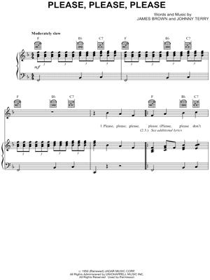 Please, Please, Please Sheet Music by James Brown - Piano/Vocal/Guitar