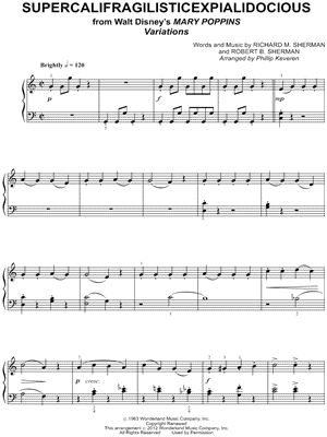 Supercalifragilisticexpialidocious (Variations) - from Walt Disney's Mary Poppins - Sheet Music (Digital Download)