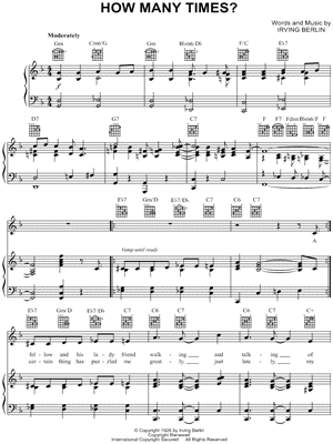 How Many Times? Sheet Music by Irving Berlin - Piano/Vocal/Guitar