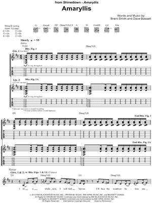 Shinedown - Amaryllis - Sheet Music (Digital Download)