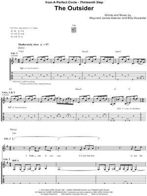 A Perfect Circle - The Outsider - Sheet Music (Digital Download)