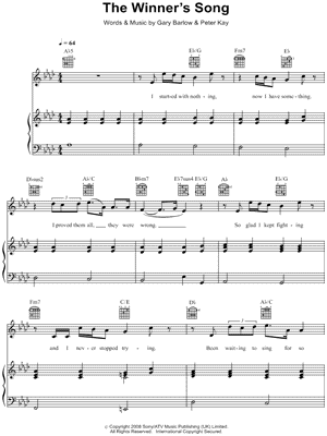 The Winner's Song Sheet Music by Geraldine - Piano/Vocal/Guitar, Singer Pro
