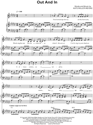 Out and In Sheet Music by Kate Miller-Heidke - Piano/Vocal/Guitar, Singer Pro