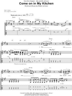 Eric Clapton - Come on In My Kitchen - Sheet Music (Digital Download)