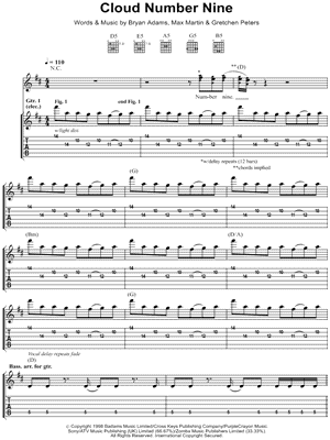 Bryan Adams - Cloud Number Nine - Sheet Music (Digital Download)