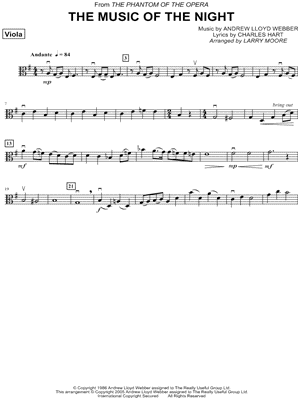 Andrew Lloyd Webber - The Music of the Night - Viola (String Quartet) - Sheet Music (Digital Download)