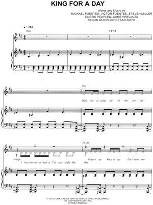 Pierce the Veil - King for a Day - Sheet Music (Digital Download)