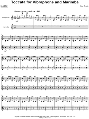 Toccata for Vibraphone and Marimba Sheet Music by Alan Smith - Score