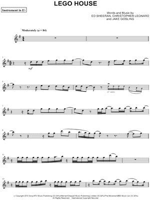 Ed Sheeran - Lego House - Eb Instrument - Sheet Music (Digital Download)