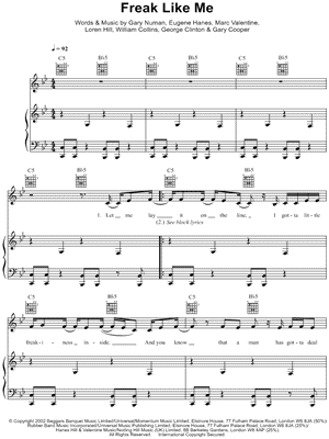 Freak Like Me Sheet Music by Sugababes - Piano/Vocal/Guitar, Singer Pro