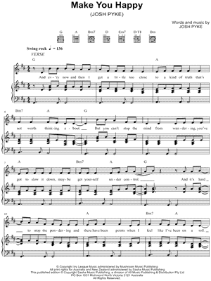Make You Happy Sheet Music by Josh Pyke - Piano/Vocal/Guitar, Singer Pro