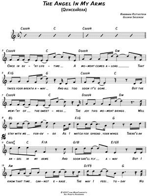 The Angel In My Arms (Quincea era Version) Sheet Music by Barbara Rothstein - Leadsheet