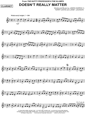 Doesn't Really Matter Sheet Music from The Nutty Professor II: The Klumps - Clarinet Solo