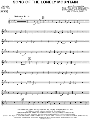 Neil Finn - Song of the Lonely Mountain - French Horn - Sheet Music (Digital Download)