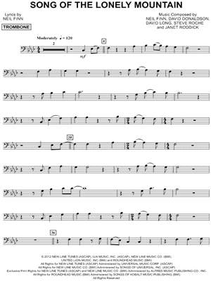 Neil Finn - Song of the Lonely Mountain - Trombone - Sheet Music (Digital Download)