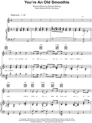 You're an Old Smoothie Sheet Music from Take a Chance (1932) - Piano/Vocal/Guitar