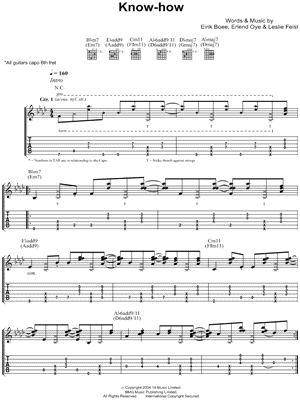 Know-How Sheet Music by Kings Of Convenience - Guitar TAB Transcription