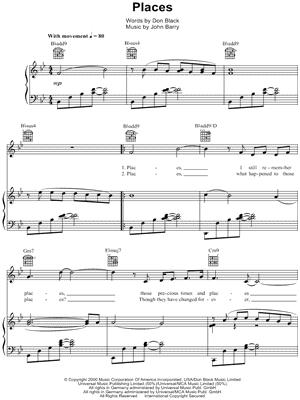 Places Sheet Music by Aled Jones - Piano/Vocal/Guitar, Singer Pro