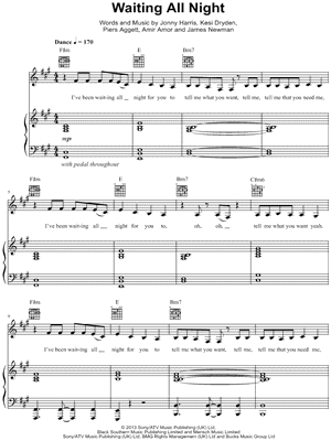Waiting All Night Sheet Music by Rudimental - Piano/Vocal/Guitar, Singer Pro