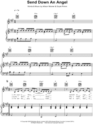 Send Down An Angel Sheet Music by Allison Moorer - Piano/Vocal/Guitar