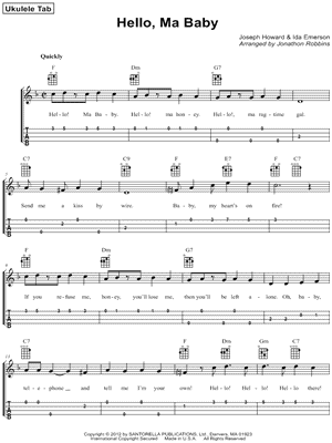 ... of Joseph E. Howard "Hello! Ma Baby" Ukulele Tab - Download &am...