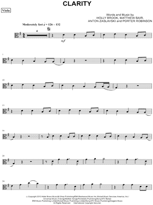Zedd feat. Foxes - Clarity - Viola - Sheet Music (Digital Download)