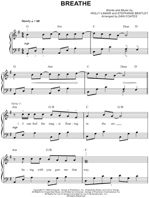 Breathe Sheet Music by Faith Hill - Easy Piano