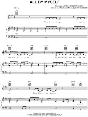All By Myself Sheet Music by Eric Carmen - Piano/Vocal/Guitar