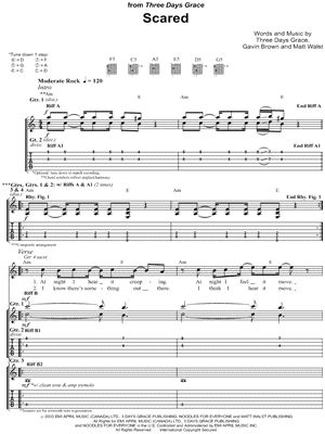Three Days Grace - Scared - Sheet Music (Digital Download)