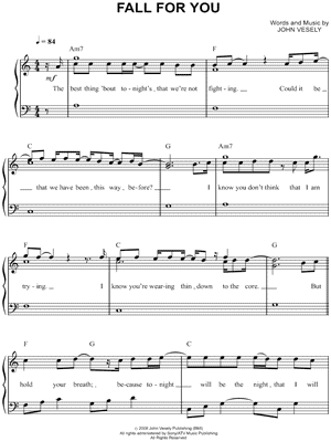 Fall for You Sheet Music by Secondhand Serenade - Easy Piano