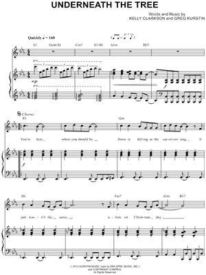 Kelly Clarkson "Underneath the Tree" Sheet Music - Download & Print