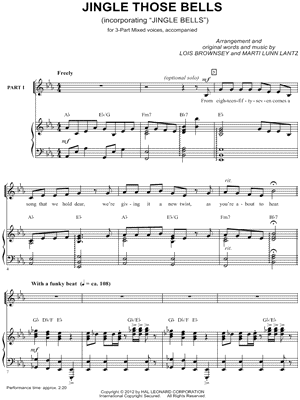 Jingle Those Bells - 5 Prints Sheet Music by Lois Brownsey - 3-Part Choir + Piano