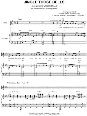 Jingle Those Bells - 5 Prints Sheet Music by Lois Brownsey - 2-Part Choir + Piano