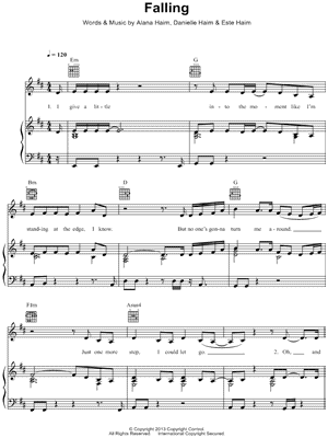 Falling Sheet Music by Haim - Piano/Vocal/Guitar