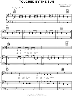 Touched by the Sun Sheet Music by Carly Simon - Piano/Vocal/Guitar