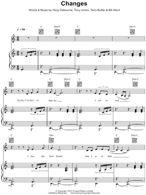 Changes Sheet Music by Kelly Osbourne - Piano/Vocal/Guitar, Singer Pro