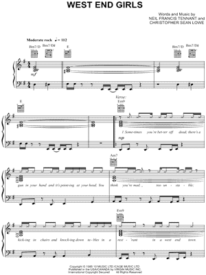 West End Girls Sheet Music by Pet Shop Boys - Piano/Vocal/Guitar