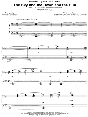 The Sky, and the Dawn and the Sun - 5 Prints Sheet Music by Celtic Woman - SATB Choir + Piano