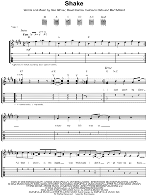 Shake Sheet Music by MercyMe - Easy Guitar TAB